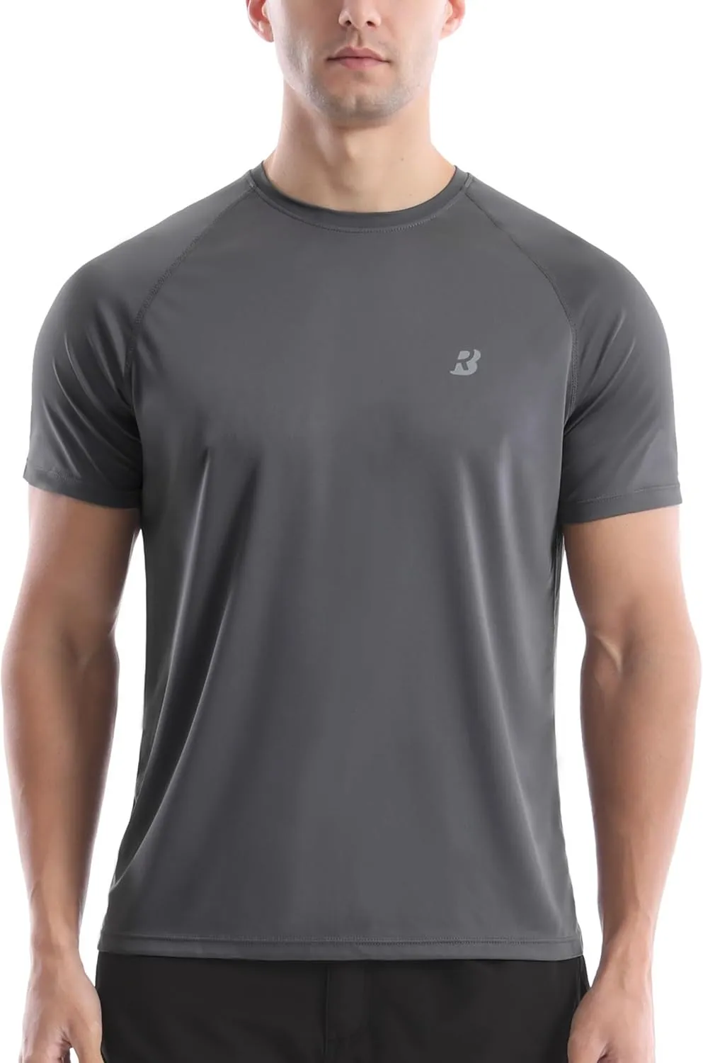 Roadbox Men's Rash Guard Short Sleeve, UPF 50  UV Sun Protection Swim Shirts, Quick Dry Lightweight Water Surf Beach T-Shirt