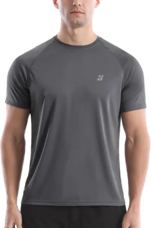 Roadbox Men's Rash Guard Short Sleeve, UPF 50  UV Sun Protection Swim Shirts, Quick Dry Lightweight Water Surf Beach T-Shirt