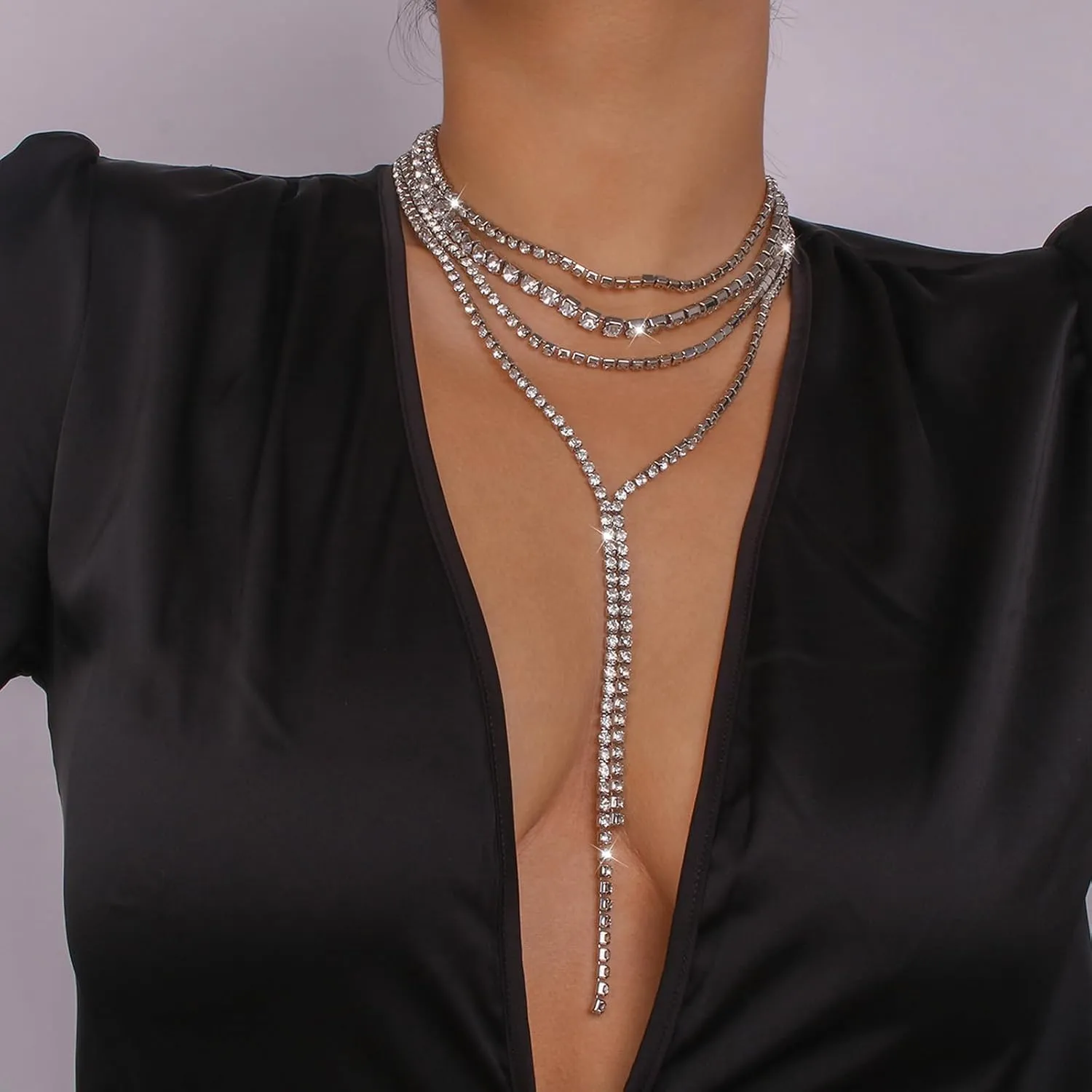 Roe Dolph Lariat Necklace for Women Long Y Necklace Layered Gold Necklaces for Women Gold Drop Necklace Y Herringbone Necklaces Gold Jewelry Accessories