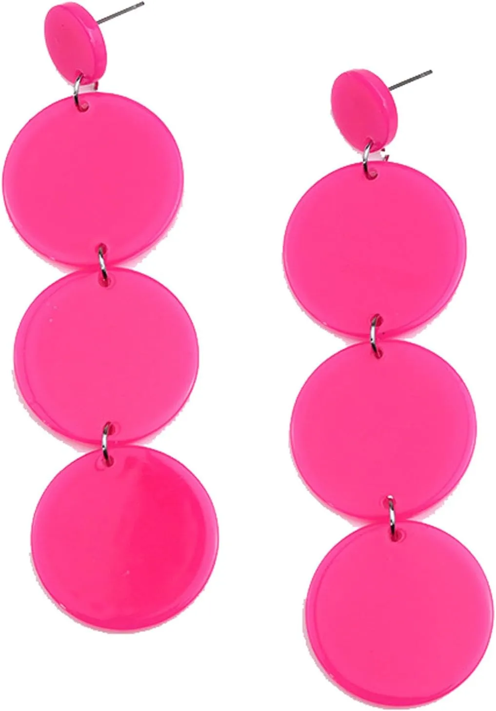 Round Acrylic Dangle Earrings,Statement Resin Three Round Disk Drop Earrings Boho Lightweight Beach Jewelry Gifts