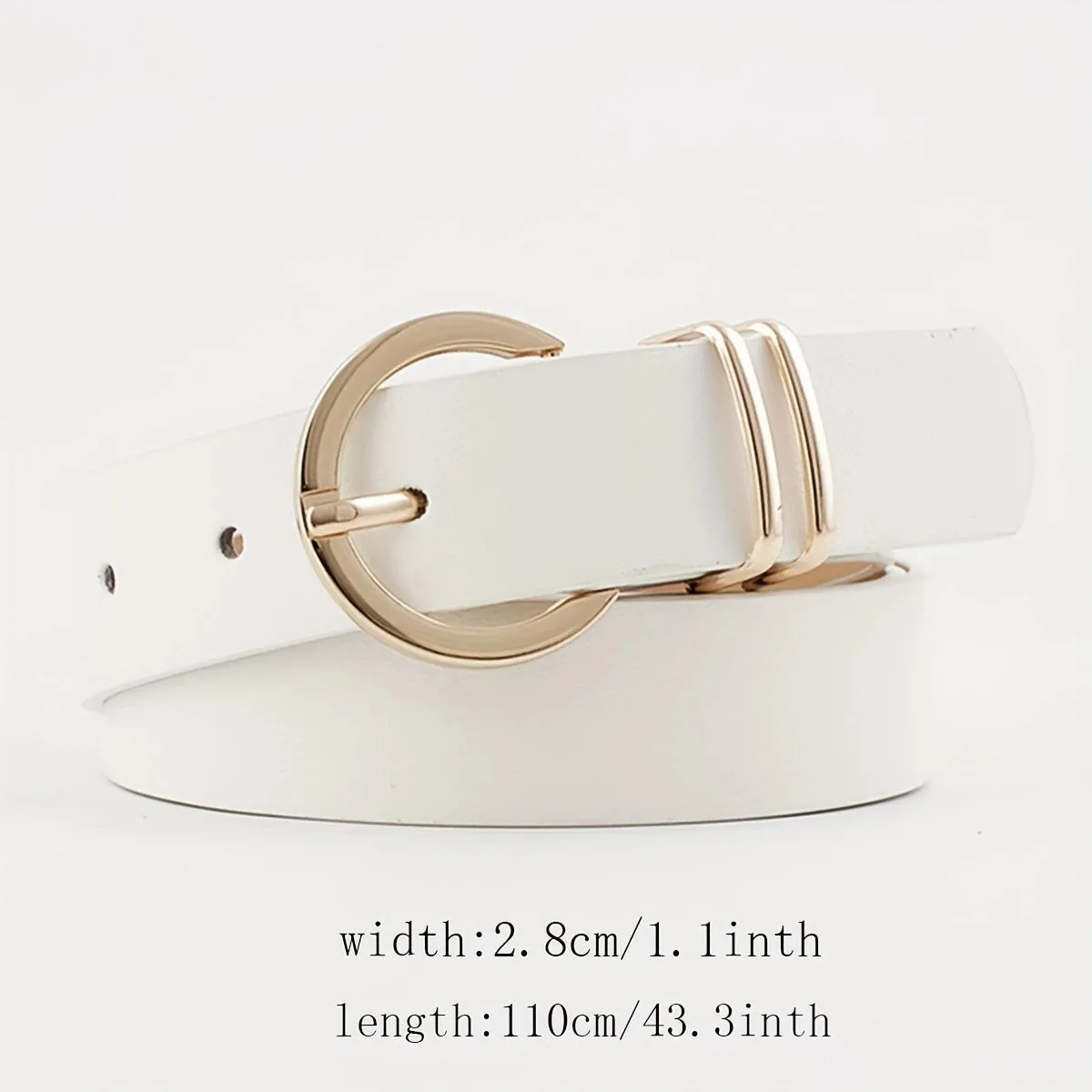 Round Buckle Belt White