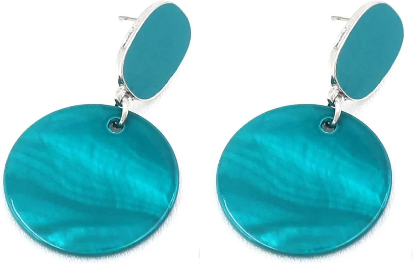 Round Circle Sea Shell Drop Earrings for Women Bohemian Statement Hypoallergenic Stud Dangle Earrings