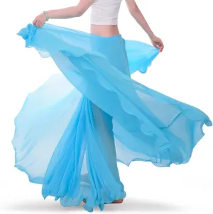 ROYAL SMEELA Chiffon Belly Dance Skirt for Women Belly Dancing Costume Outfit Tribal Maxi Full Skirts Solid Color Skirt Voile