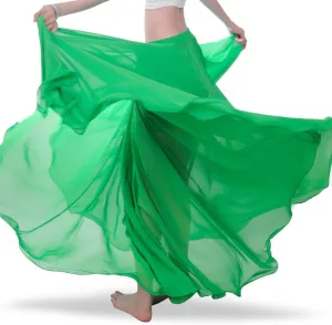 ROYAL SMEELA Chiffon Belly Dance Skirt for Women Belly Dancing Costume Outfit Tribal Maxi Full Skirts Solid Color Skirt Voile