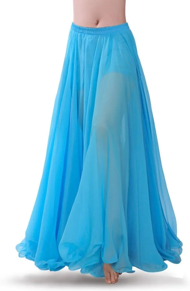 ROYAL SMEELA Chiffon Belly Dance Skirt for Women Belly Dancing Costume Outfit Tribal Maxi Full Skirts Solid Color Skirt Voile
