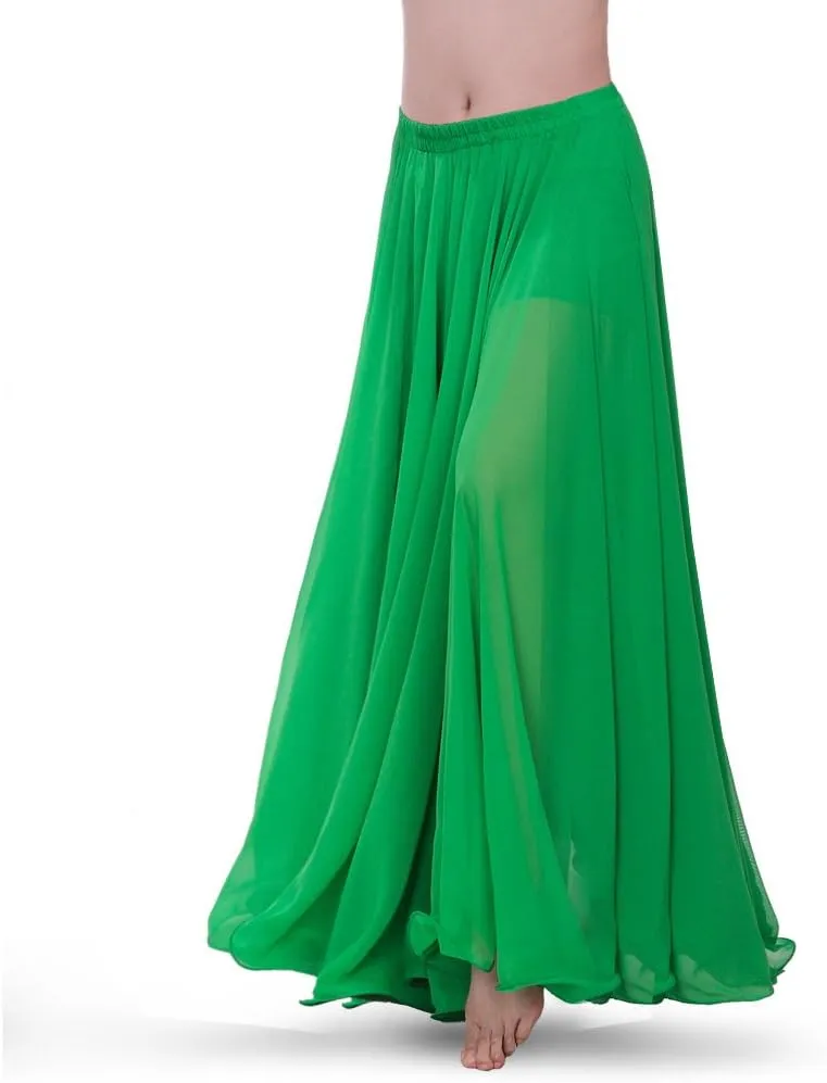 ROYAL SMEELA Chiffon Belly Dance Skirt for Women Belly Dancing Costume Outfit Tribal Maxi Full Skirts Solid Color Skirt Voile