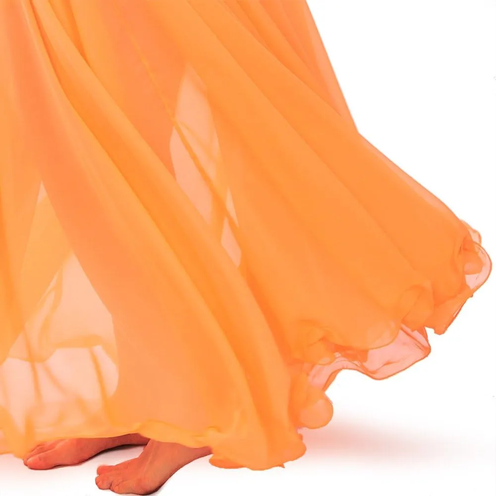 ROYAL SMEELA Chiffon Belly Dance Skirt for Women Belly Dancing Costume Outfit Tribal Maxi Full Skirts Solid Color Skirt Voile
