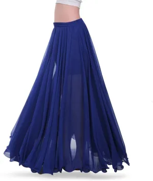 ROYAL SMEELA Chiffon Belly Dance Skirt for Women Belly Dancing Costume Outfit Tribal Maxi Full Skirts Solid Color Skirt Voile