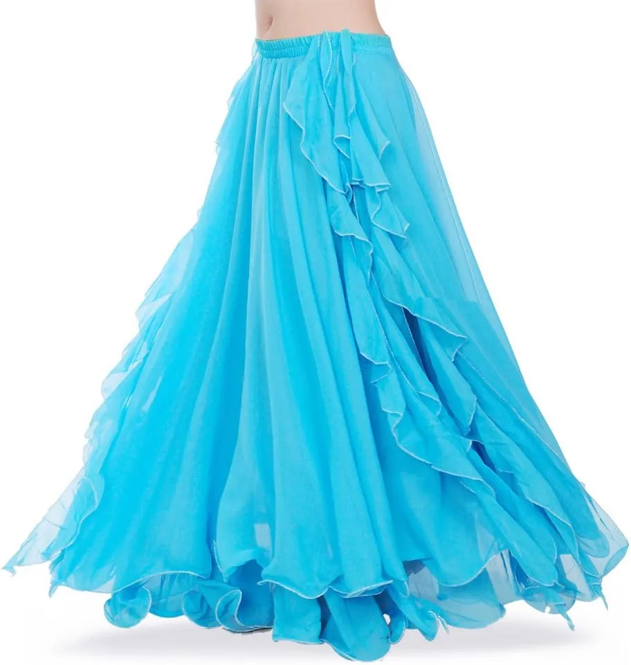 ROYAL SMEELA Chiffon Belly Dance Skirt Slit Bellydance Skirts Tribal Belly Dancer Costumes for Women Carnival Outfit