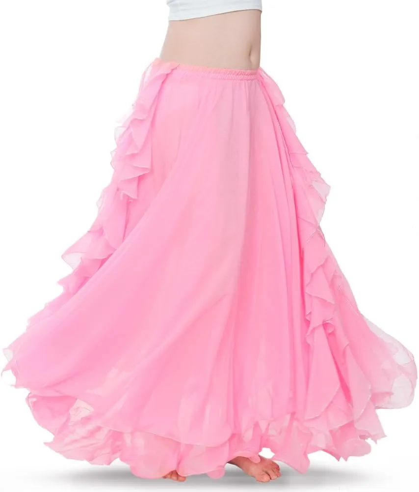 ROYAL SMEELA Chiffon Belly Dance Skirt Slit Bellydance Skirts Tribal Belly Dancer Costumes for Women Carnival Outfit