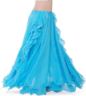 ROYAL SMEELA Chiffon Belly Dance Skirt Slit Bellydance Skirts Tribal Belly Dancer Costumes for Women Carnival Outfit