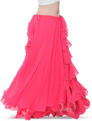 ROYAL SMEELA Chiffon Belly Dance Skirt Slit Bellydance Skirts Tribal Belly Dancer Costumes for Women Carnival Outfit