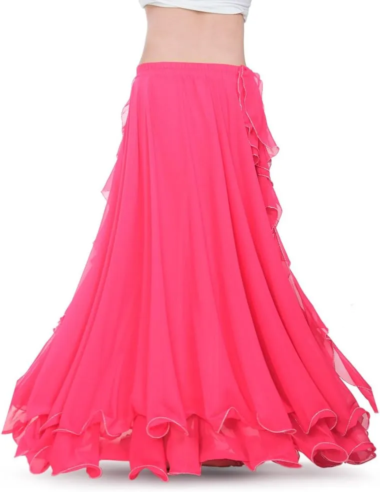 ROYAL SMEELA Chiffon Belly Dance Skirt Slit Bellydance Skirts Tribal Belly Dancer Costumes for Women Carnival Outfit
