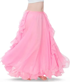 ROYAL SMEELA Chiffon Belly Dance Skirt Slit Bellydance Skirts Tribal Belly Dancer Costumes for Women Carnival Outfit