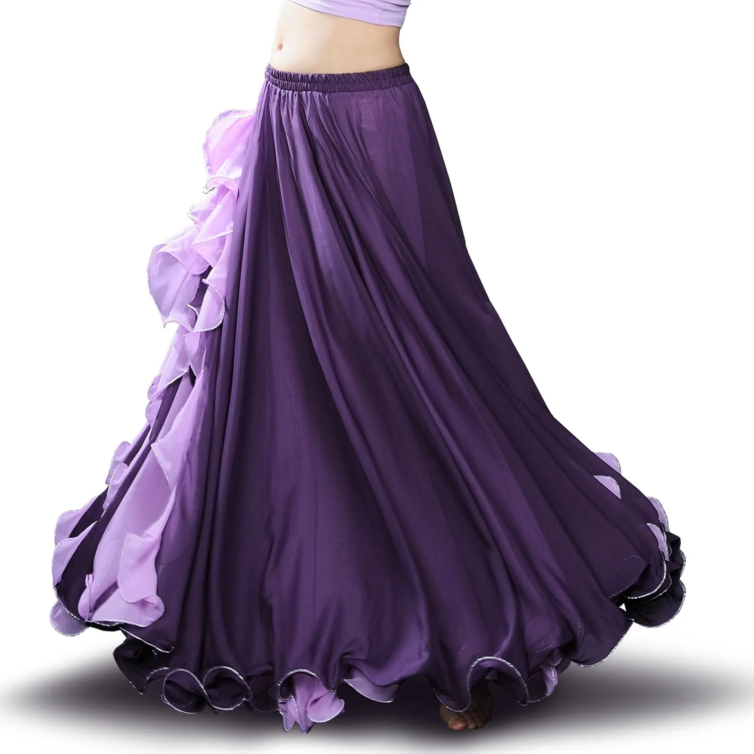 ROYAL SMEELA Chiffon Belly Dance Skirt Slit Tribal Bellydance Skirts Belly Dancer Costumes for Women Carnival Outfit
