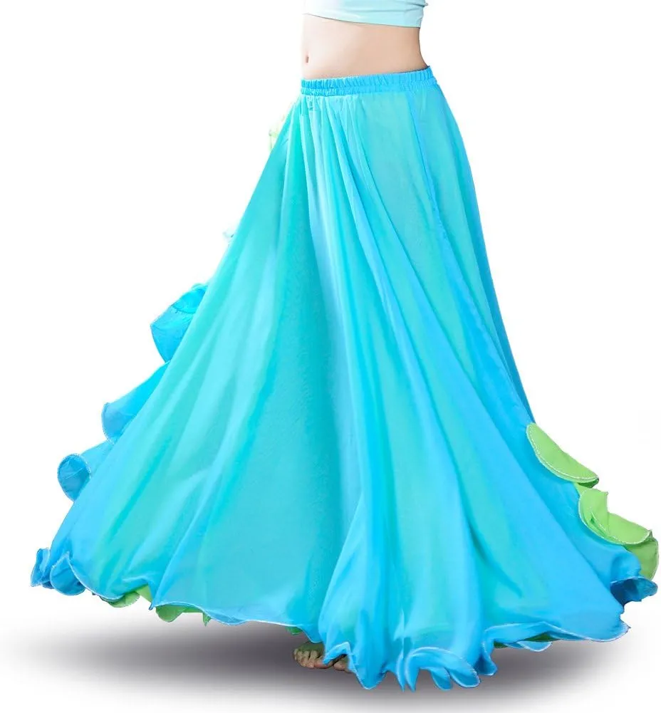 ROYAL SMEELA Chiffon Belly Dance Skirt Slit Tribal Bellydance Skirts Belly Dancer Costumes for Women Carnival Outfit
