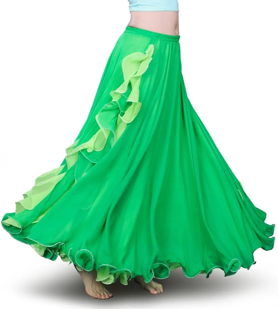 ROYAL SMEELA Chiffon Belly Dance Skirt Slit Tribal Bellydance Skirts Belly Dancer Costumes for Women Carnival Outfit
