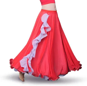 ROYAL SMEELA Chiffon Belly Dance Skirt Slit Tribal Bellydance Skirts Belly Dancer Costumes for Women Carnival Outfit