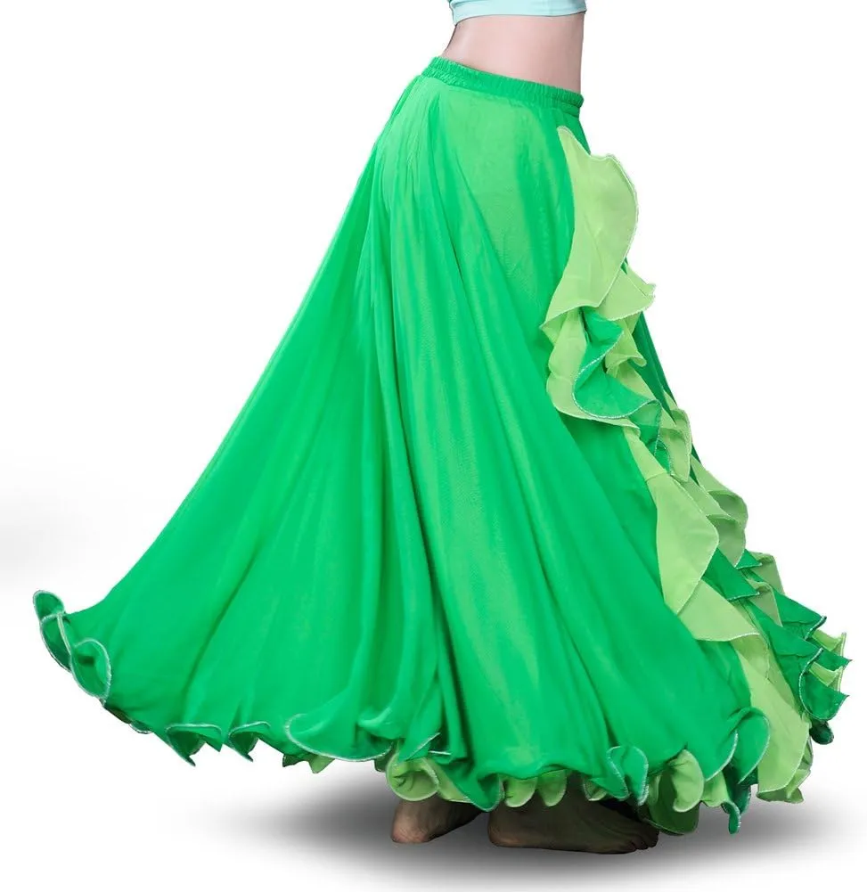 ROYAL SMEELA Chiffon Belly Dance Skirt Slit Tribal Bellydance Skirts Belly Dancer Costumes for Women Carnival Outfit
