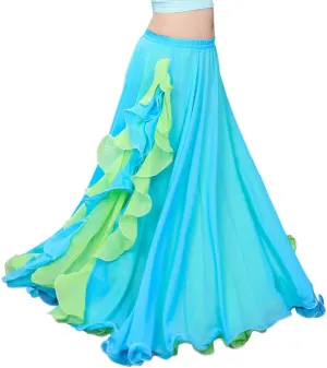 ROYAL SMEELA Chiffon Belly Dance Skirt Slit Tribal Bellydance Skirts Belly Dancer Costumes for Women Carnival Outfit