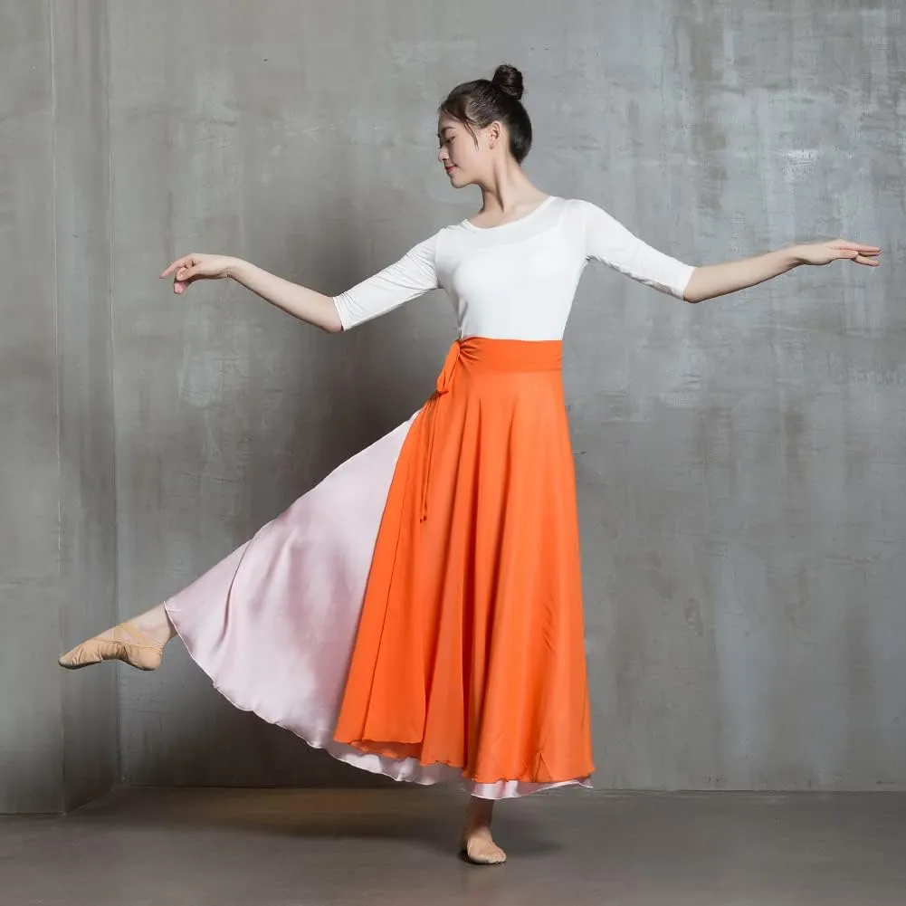 ROYAL SMEELA Women's Lyrical Dance Wrap Skirt - Flowy Maxi Skirts for Ballerina, Modern Contemporary Dance