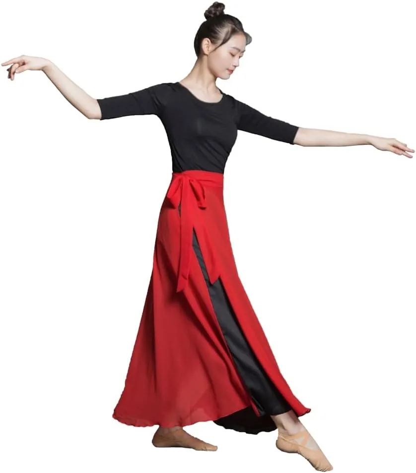 ROYAL SMEELA Women's Lyrical Dance Wrap Skirt - Flowy Maxi Skirts for Ballerina, Modern Contemporary Dance