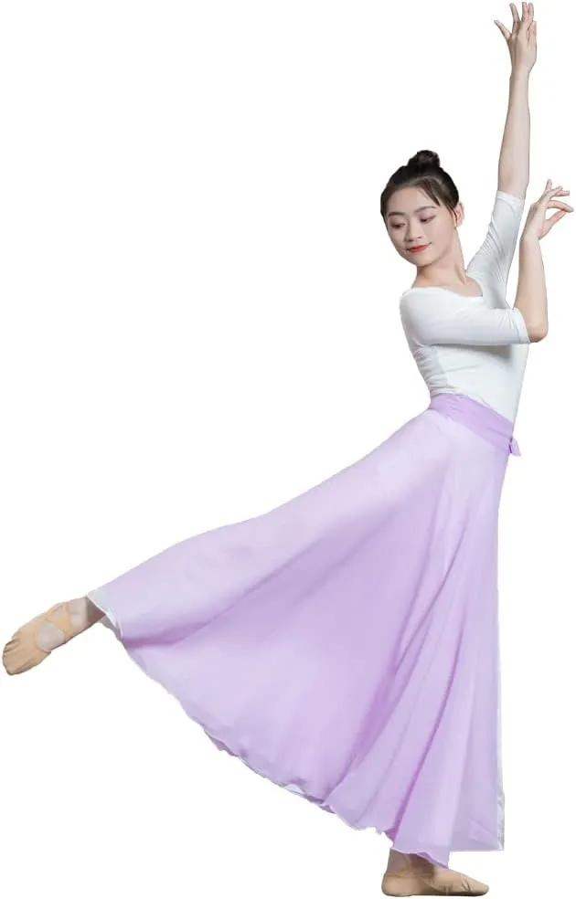 ROYAL SMEELA Women's Lyrical Dance Wrap Skirt - Flowy Maxi Skirts for Ballerina, Modern Contemporary Dance