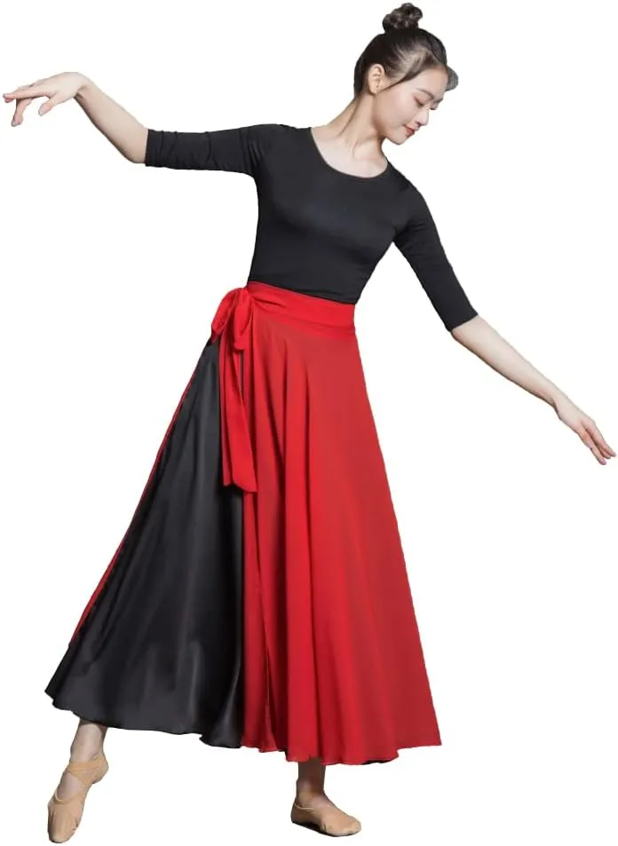 ROYAL SMEELA Women's Lyrical Dance Wrap Skirt - Flowy Maxi Skirts for Ballerina, Modern Contemporary Dance
