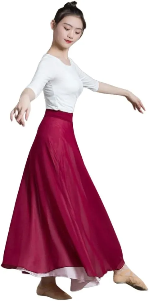 ROYAL SMEELA Women's Lyrical Dance Wrap Skirt - Flowy Maxi Skirts for Ballerina, Modern Contemporary Dance