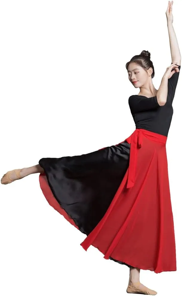ROYAL SMEELA Women's Lyrical Dance Wrap Skirt - Flowy Maxi Skirts for Ballerina, Modern Contemporary Dance