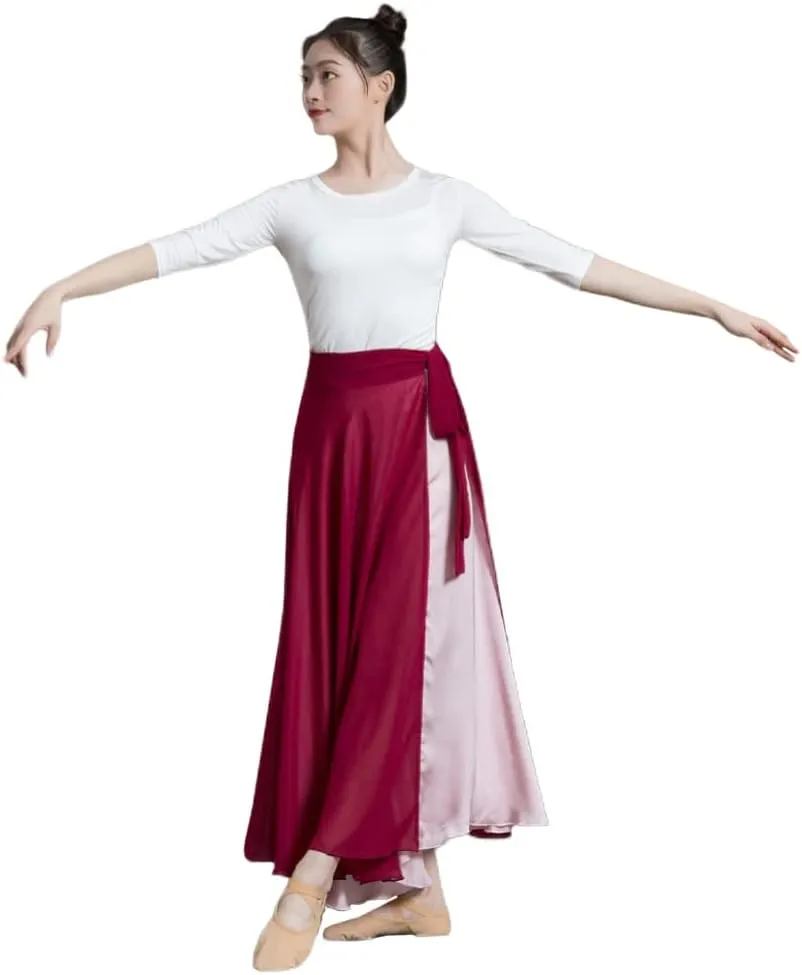 ROYAL SMEELA Women's Lyrical Dance Wrap Skirt - Flowy Maxi Skirts for Ballerina, Modern Contemporary Dance