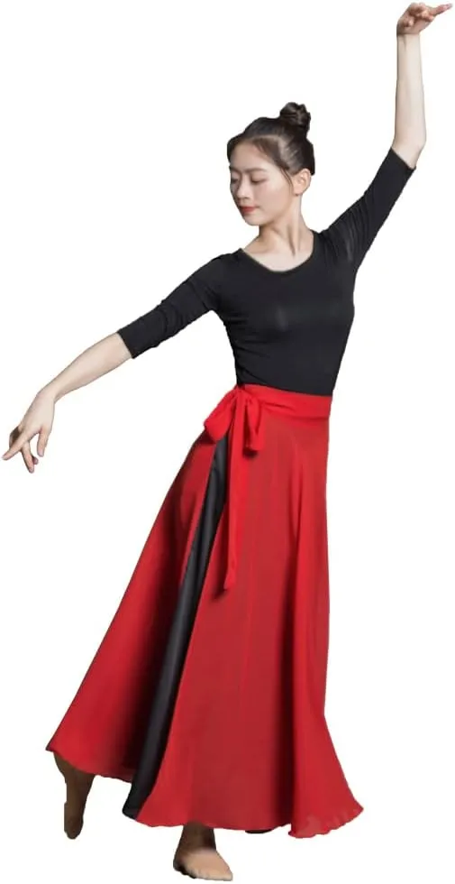 ROYAL SMEELA Women's Lyrical Dance Wrap Skirt - Flowy Maxi Skirts for Ballerina, Modern Contemporary Dance