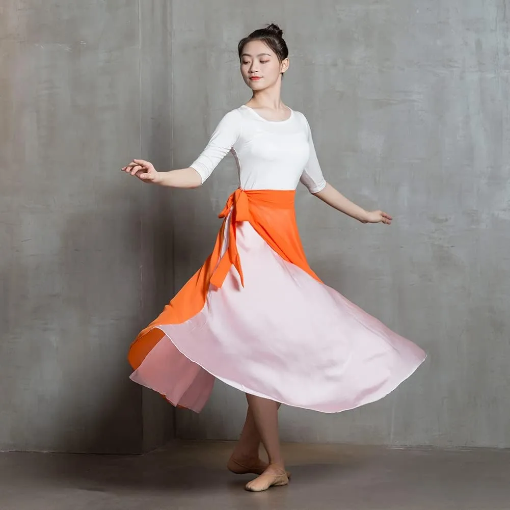 ROYAL SMEELA Women's Lyrical Dance Wrap Skirt - Flowy Maxi Skirts for Ballerina, Modern Contemporary Dance