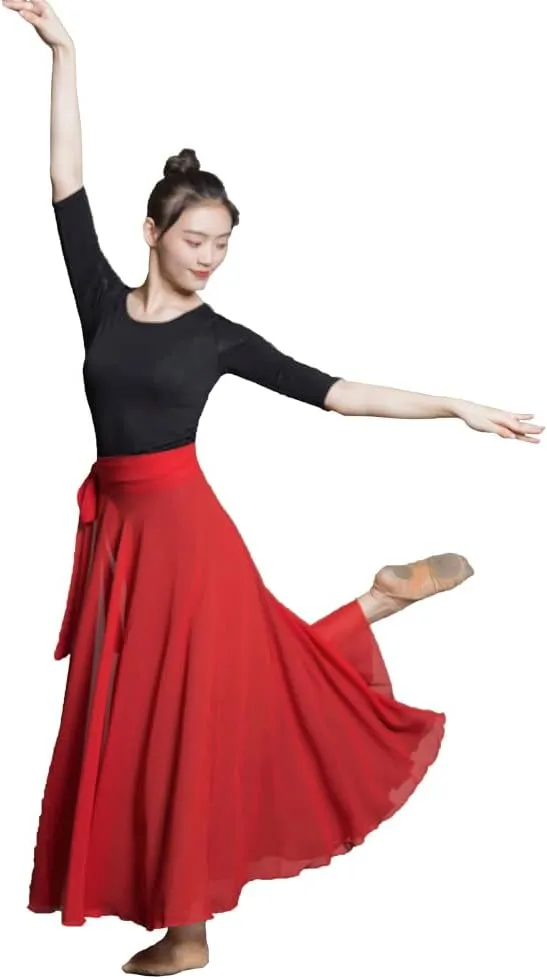 ROYAL SMEELA Women's Lyrical Dance Wrap Skirt - Flowy Maxi Skirts for Ballerina, Modern Contemporary Dance