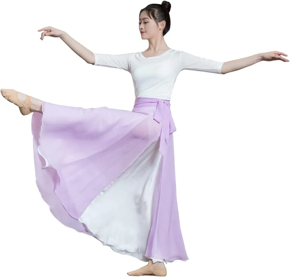 ROYAL SMEELA Women's Lyrical Dance Wrap Skirt - Flowy Maxi Skirts for Ballerina, Modern Contemporary Dance