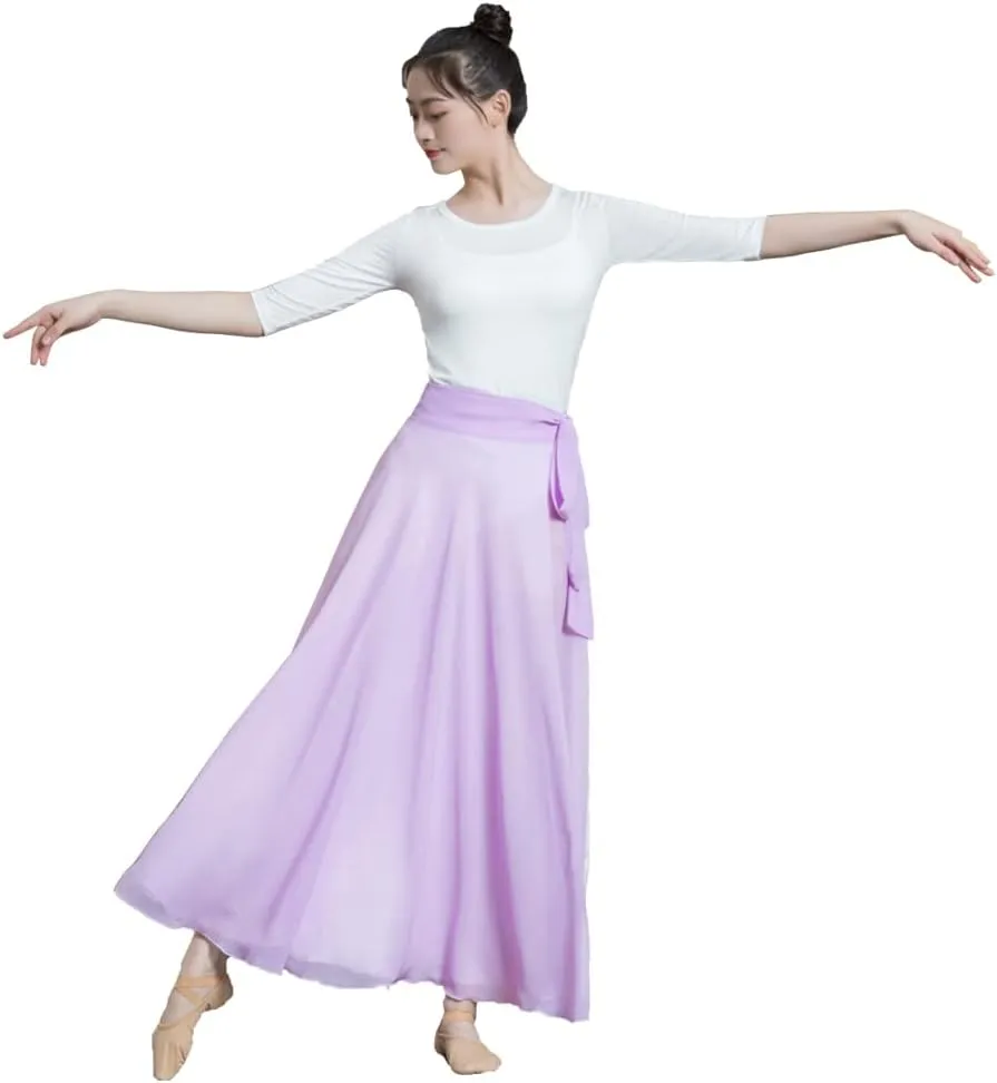 ROYAL SMEELA Women's Lyrical Dance Wrap Skirt - Flowy Maxi Skirts for Ballerina, Modern Contemporary Dance