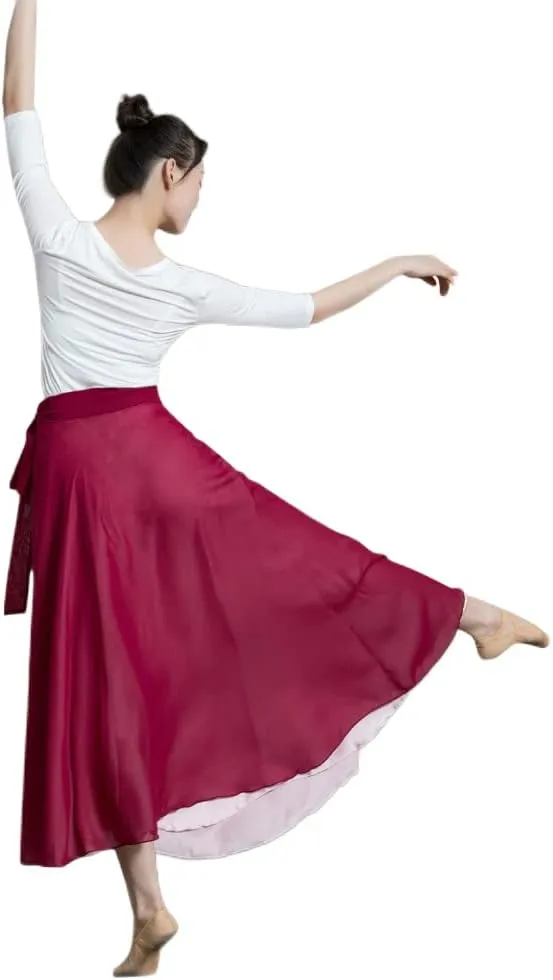 ROYAL SMEELA Women's Lyrical Dance Wrap Skirt - Flowy Maxi Skirts for Ballerina, Modern Contemporary Dance