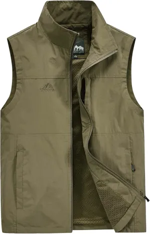 RTRDE Men's Vest Outdoor Casual Zipper Stand Collar Padded Vest Coats Sleeveless Jacket Puffer Vest, M-7XL