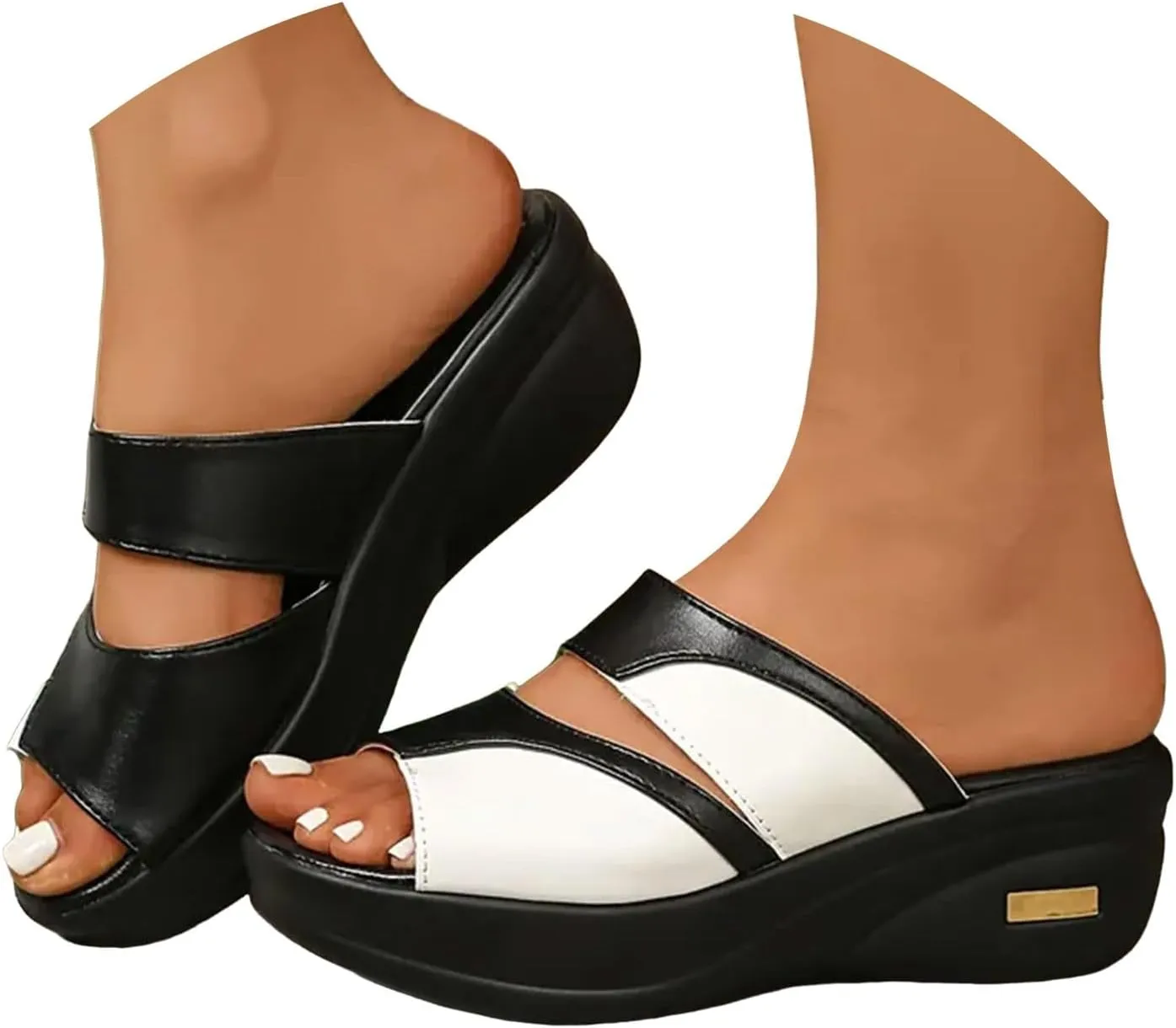 Sandals for Women 2025 Dressy Open Toe Wedge Platform Sandal Slip On Wide Width Arch Support Orthopedic Summer Shoes