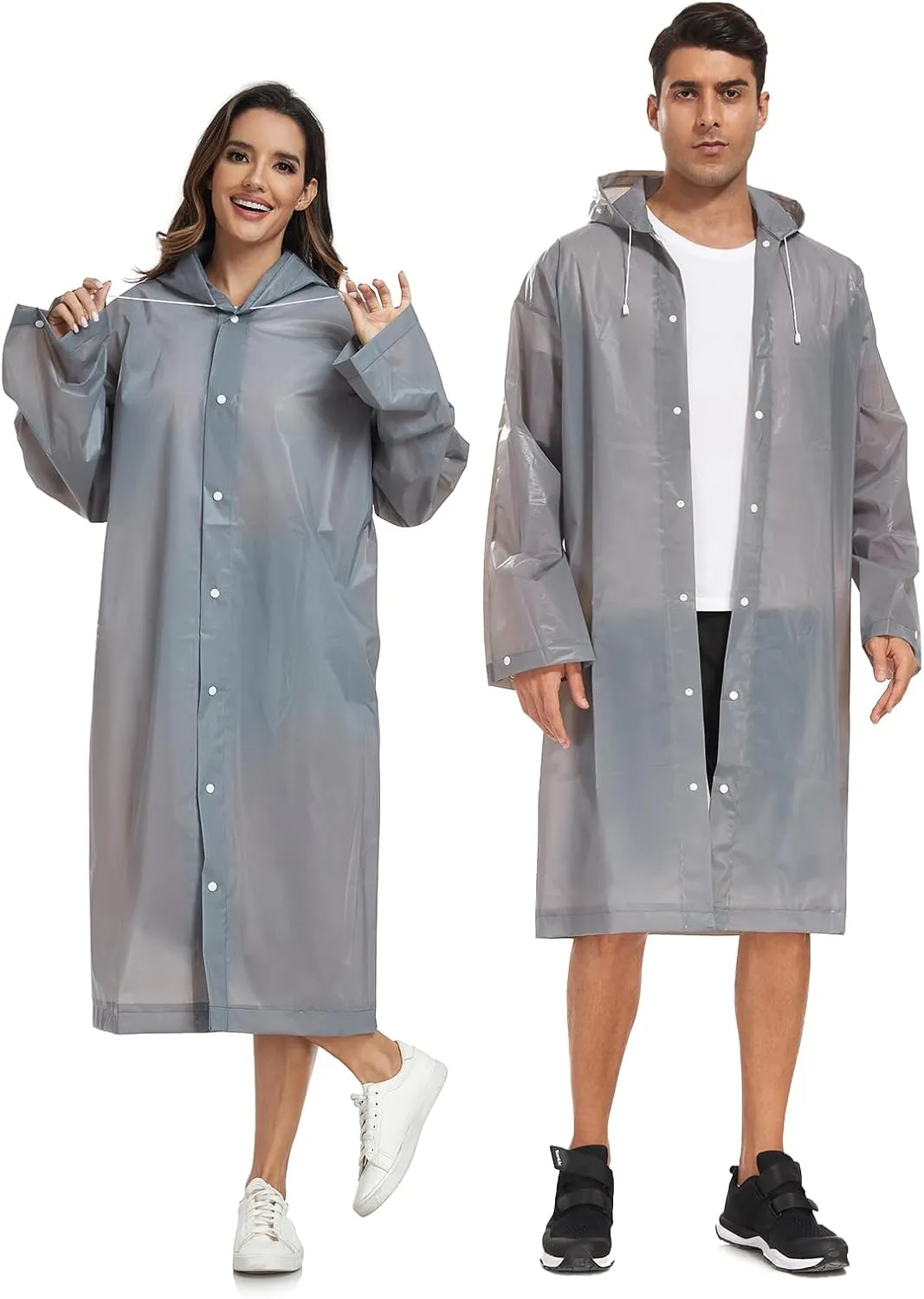 SaphiRose Extra Long Rain Ponchos for Adults - EVA Rain Coats Waterproof Unisex Rain Jacket with Drawstring Hood