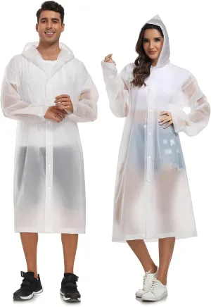 SaphiRose Extra Long Rain Ponchos for Adults - EVA Rain Coats Waterproof Unisex Rain Jacket with Drawstring Hood