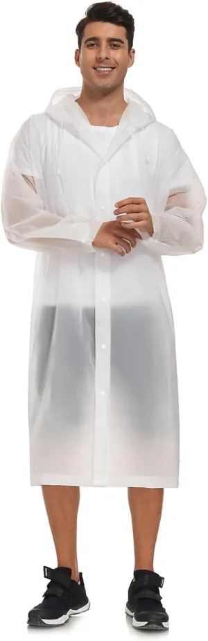 SaphiRose Extra Long Rain Ponchos for Adults - EVA Rain Coats Waterproof Unisex Rain Jacket with Drawstring Hood