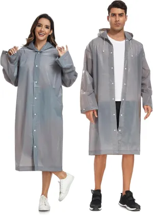 SaphiRose Extra Long Rain Ponchos for Adults - EVA Rain Coats Waterproof Unisex Rain Jacket with Drawstring Hood