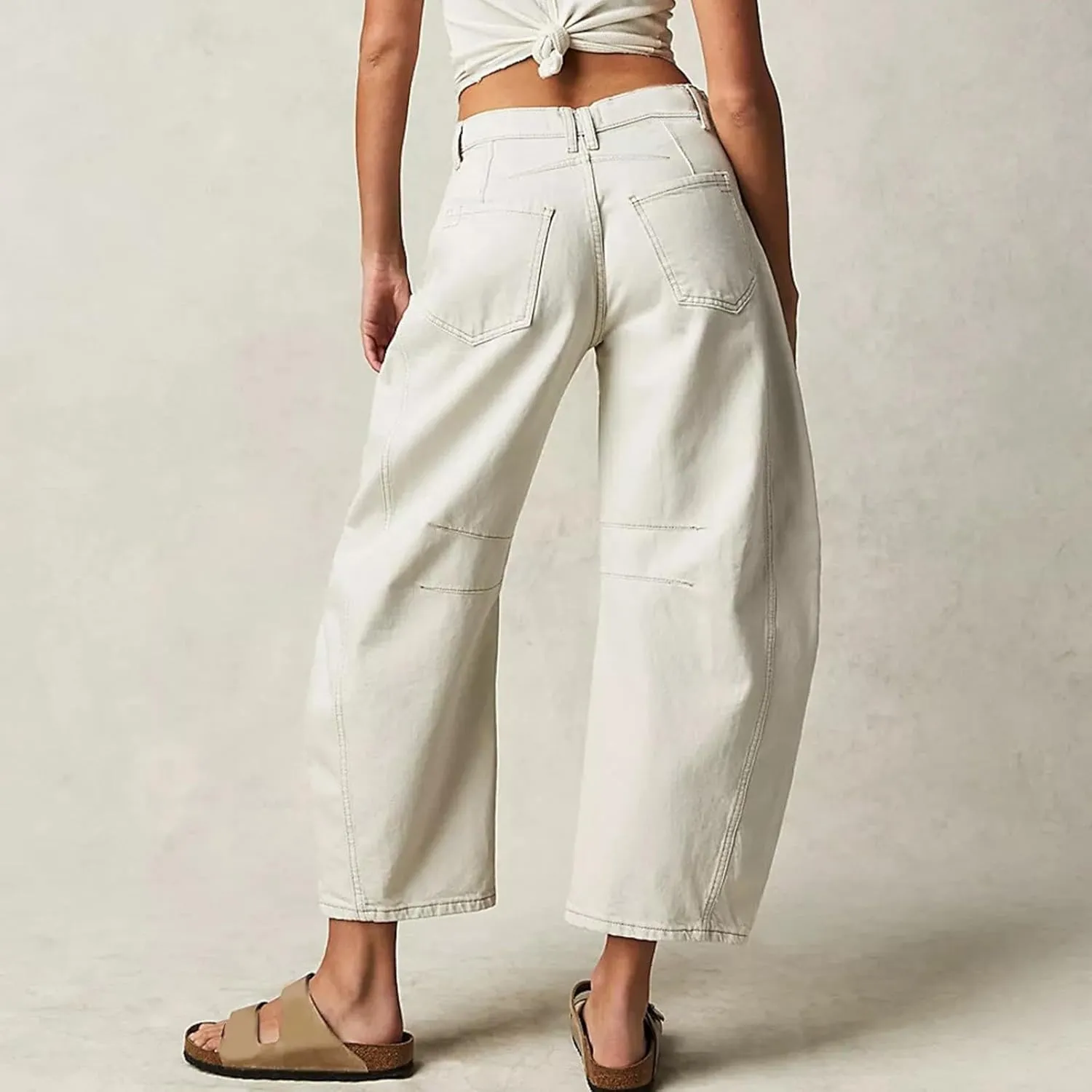 sdbrld Boyfriend Jeans for Women,Womens Baggy Mid Rise Jeans Wide Leg Loose Denim Harem Cropped Pant Vintage Barrel Jeans Y2k
