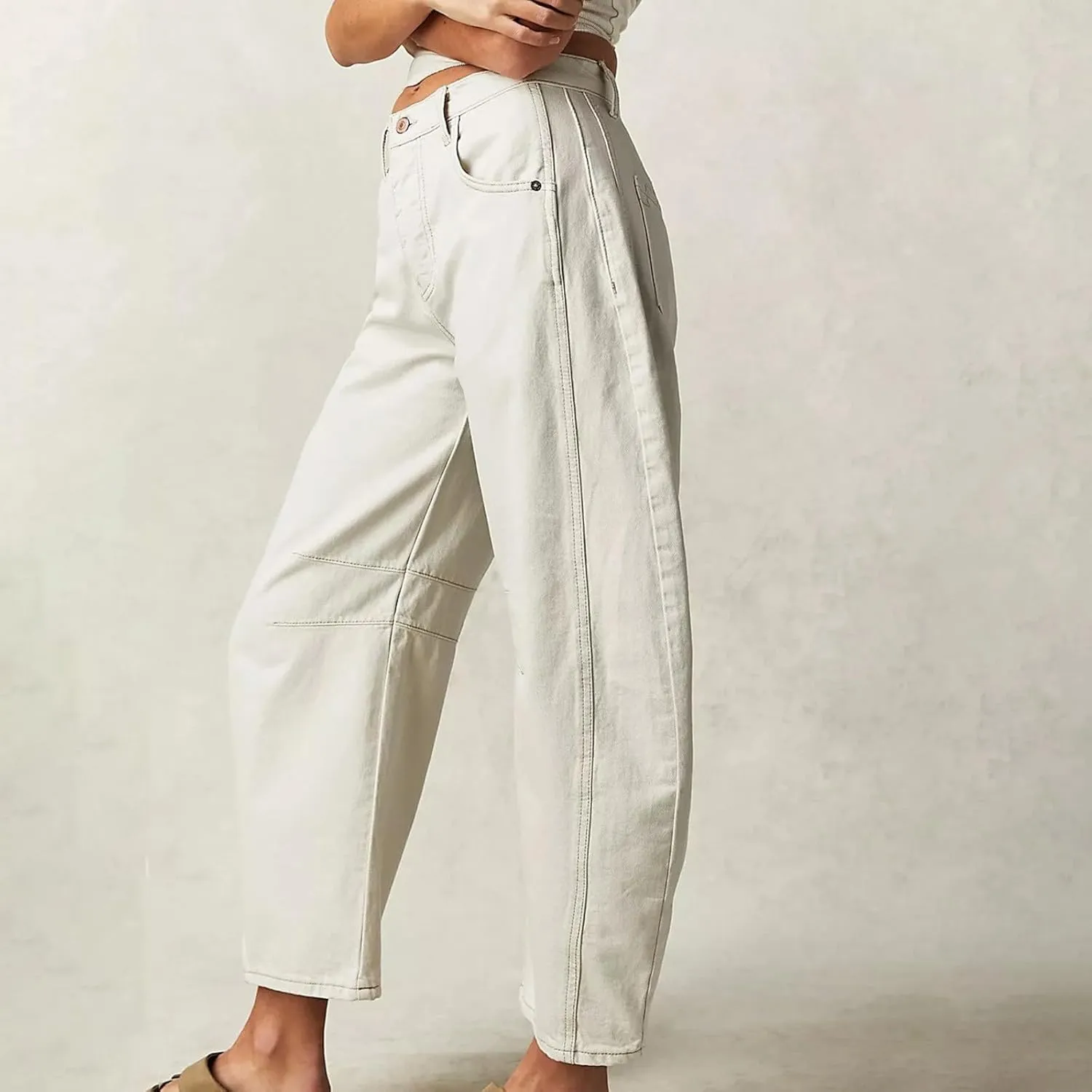 sdbrld Boyfriend Jeans for Women,Womens Baggy Mid Rise Jeans Wide Leg Loose Denim Harem Cropped Pant Vintage Barrel Jeans Y2k