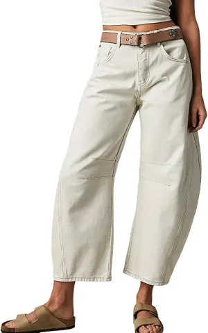 sdbrld Boyfriend Jeans for Women,Womens Baggy Mid Rise Jeans Wide Leg Loose Denim Harem Cropped Pant Vintage Barrel Jeans Y2k