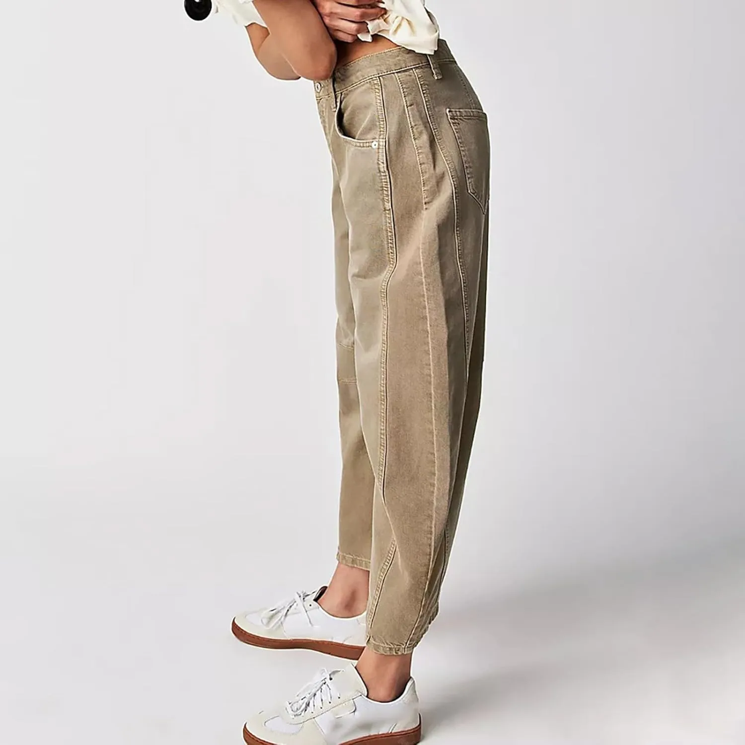 sdbrld Jeans for Women Trendy,Womens Baggy Mid Rise Jeans Wide Leg Boyfriend Denim Harem Crop Pants Vintage Barrel Jeans Y2k