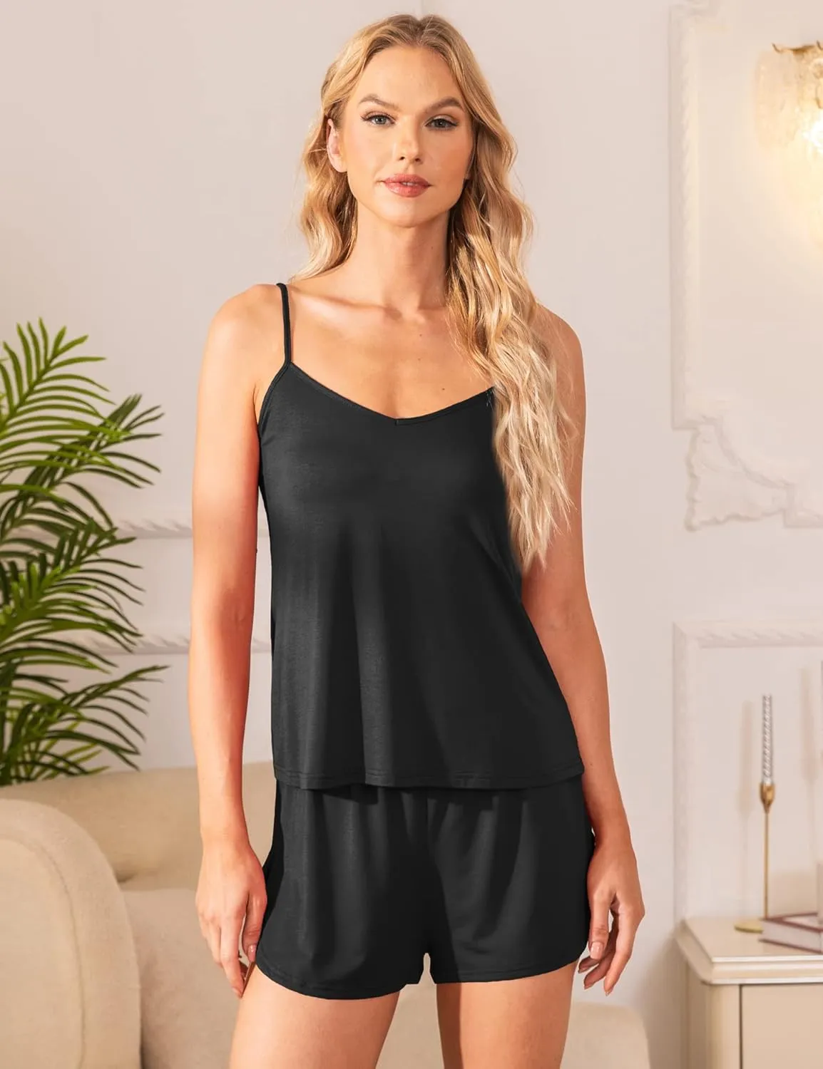 Senert Sexy Pajamas for Women Sleepwear Sexy Lingerie V Neck Pjs Cami Shorts Set Nightwear S-XXL