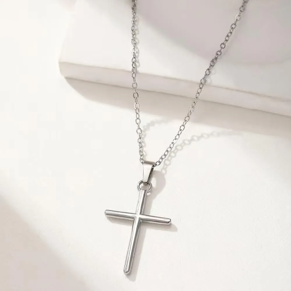 Silver/Gold/Black Women Mens Cross Necklaces Fashion Christian Jesus Necklaces Jewelry Durable and Practical