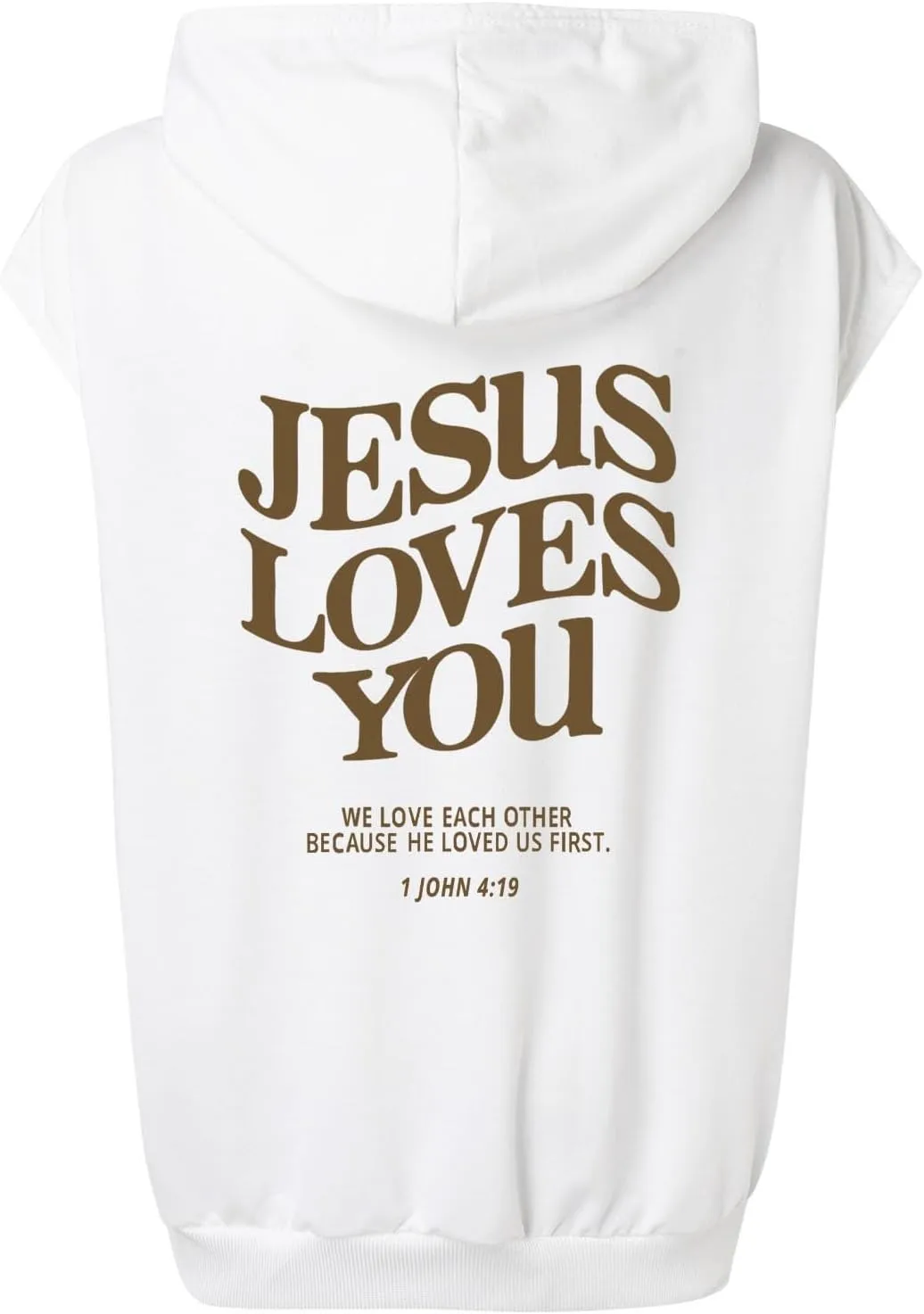 Sleeveless Hoodies for Women Jesus Loves You Workot Tank Tops Oversized Summer Lightweight Drawstring Hooded Vest with Pocket